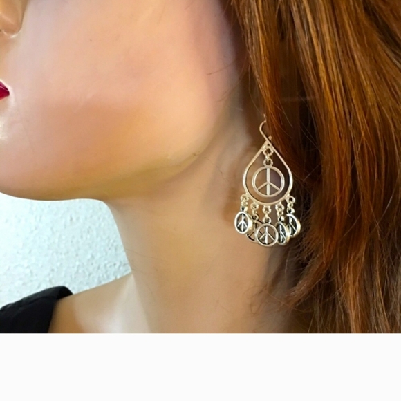 NEW! Handcrafted ‘60s Peace Signs on Sterling Silver EarWires - Picture 2 of 3